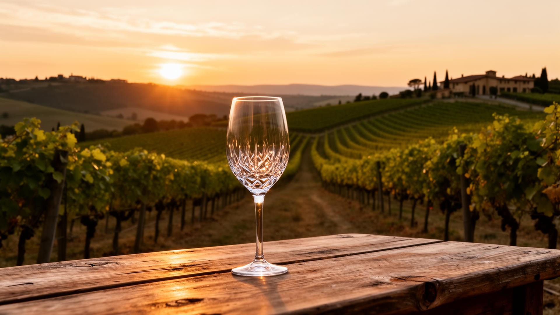 Wine and Travel — vigneto al tramonto
