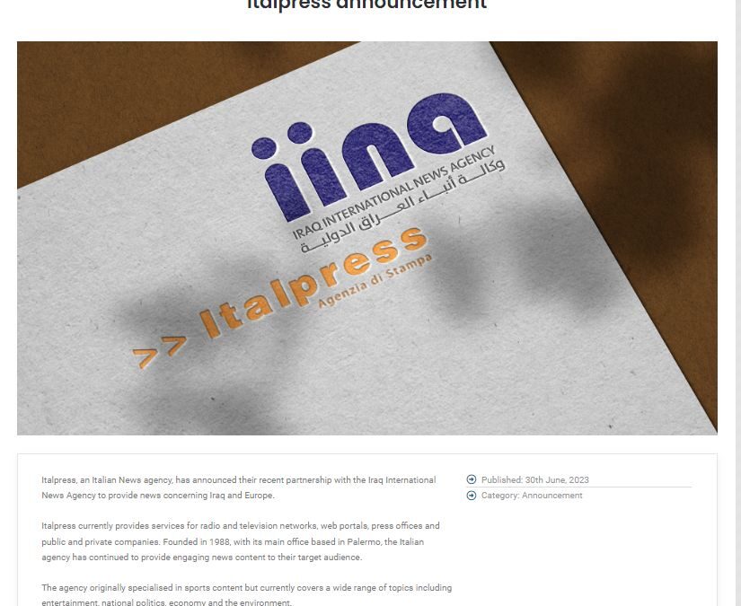 Editoria, al via partnership Italpress-Iraq Internazional News Agency